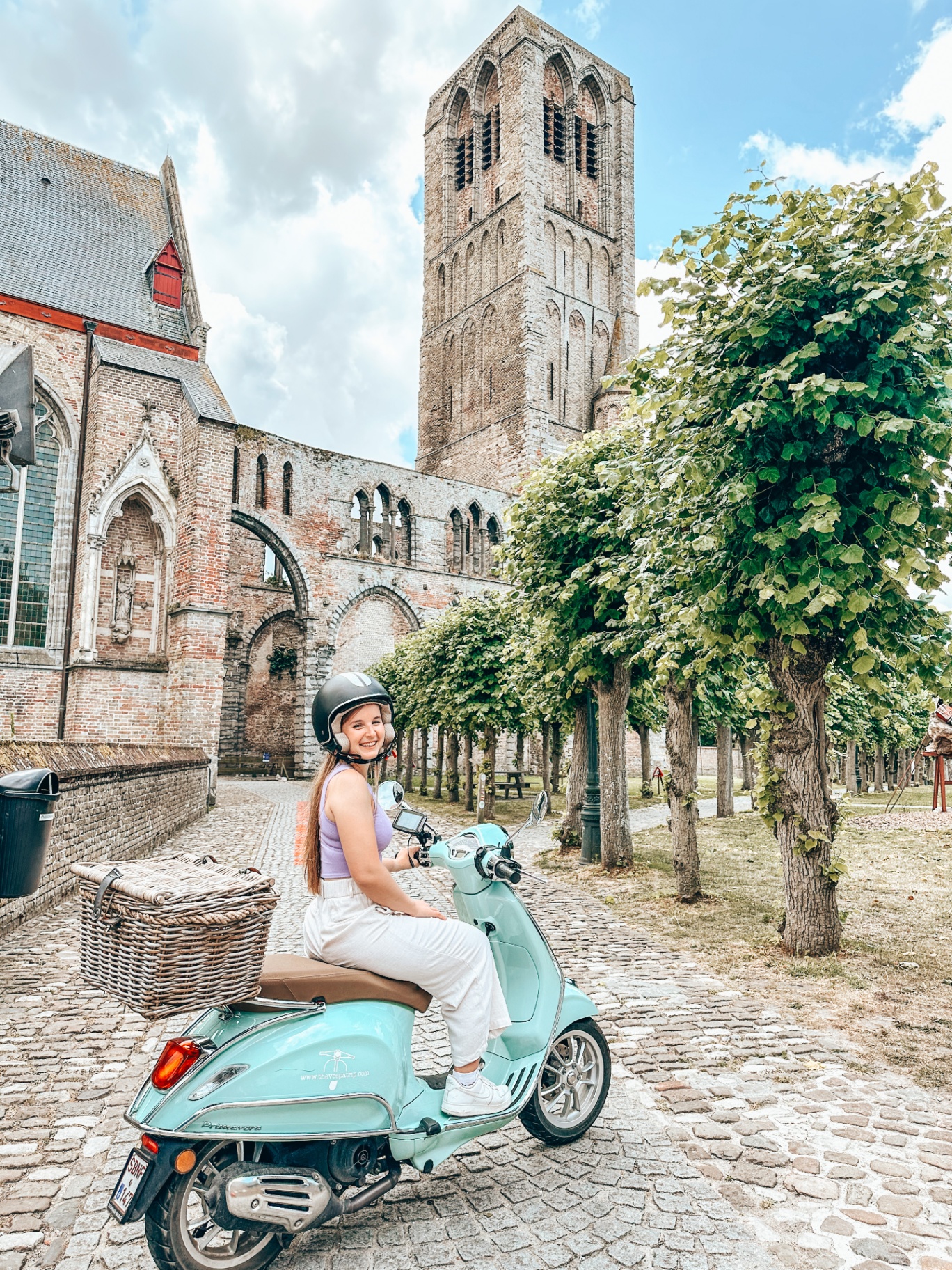 Vespa at historic church